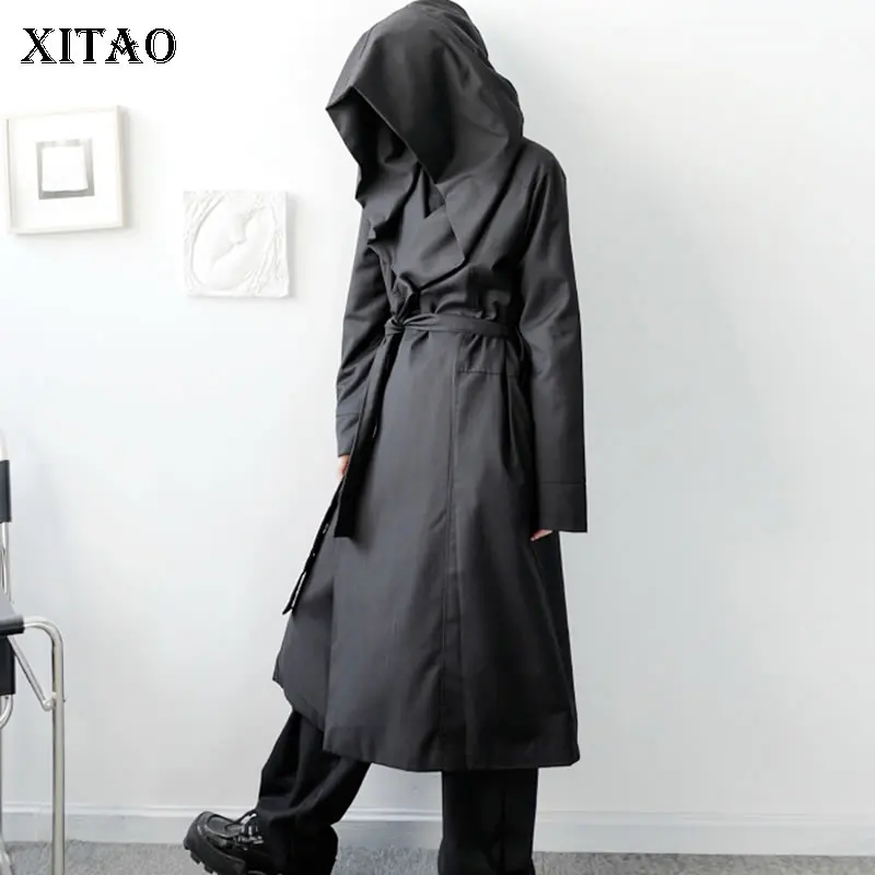 XITAO Drawstring Waist Solid Trench Women 2020