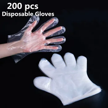 

200pcs Disposable Gloves One-off Plastic Glove Clear Disposable Food Glove for Industrial Restaurant Cleaning Glove Work Gloves