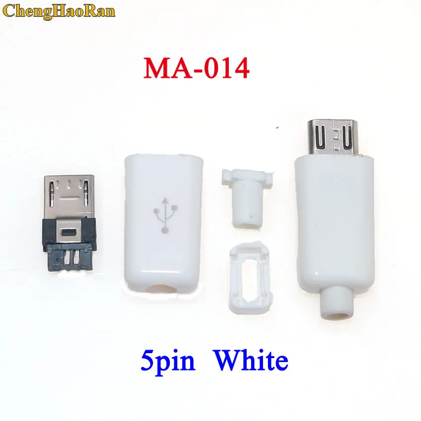 ChengHaoRan 100 набор микро-usb 4Pin 5Pin Мужской Разъем Черный Белый Сварочные данные OTG линейный интерфейс DIY кабель аксессуары - Цвет: MA-014
