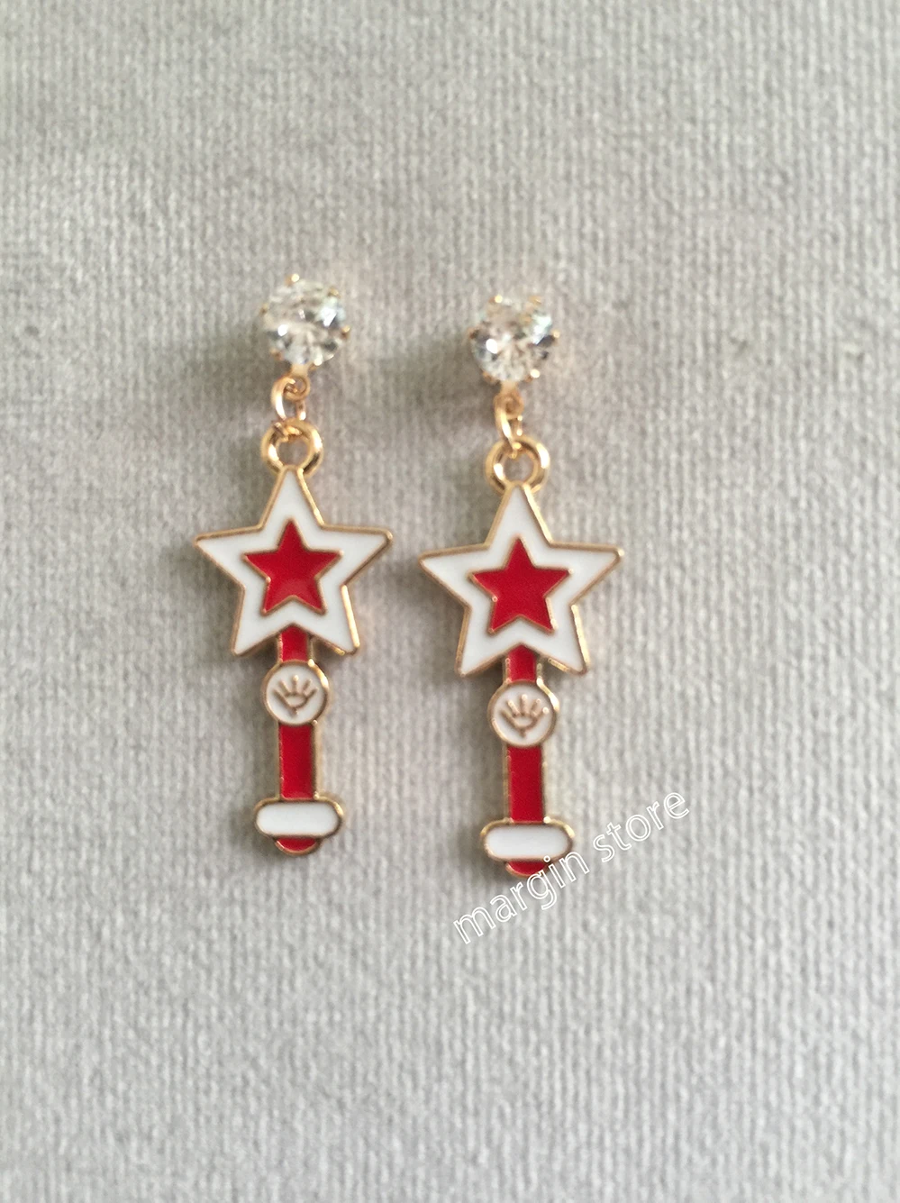 

Stars Magic Wand Red and White Color Gift Earrings Jewelry