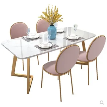 

Nordic net red dining chair flannel negotiation table and chair girl heart princess iron dressing chair ins simple leisure chair