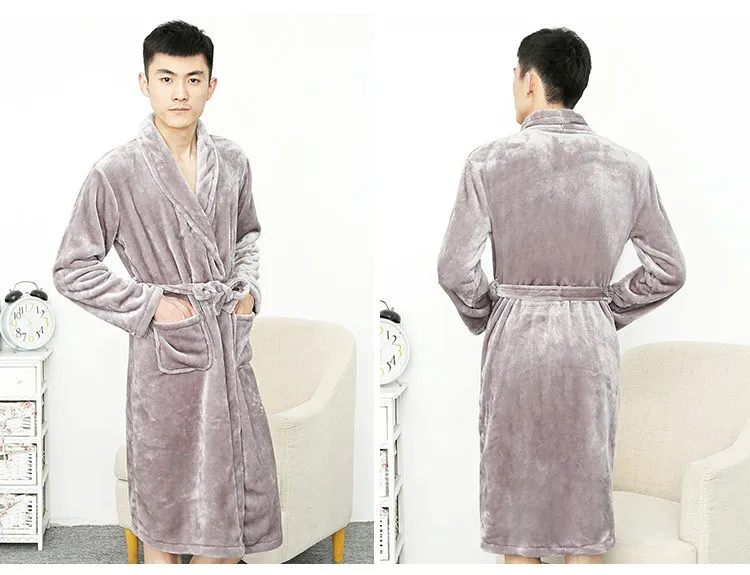 Night Robe Sleepwear Bathrobe Women Robes Thick Plus-sized Korean-style Long Sleeve Open Front Lace-up Men And Women Pajamas