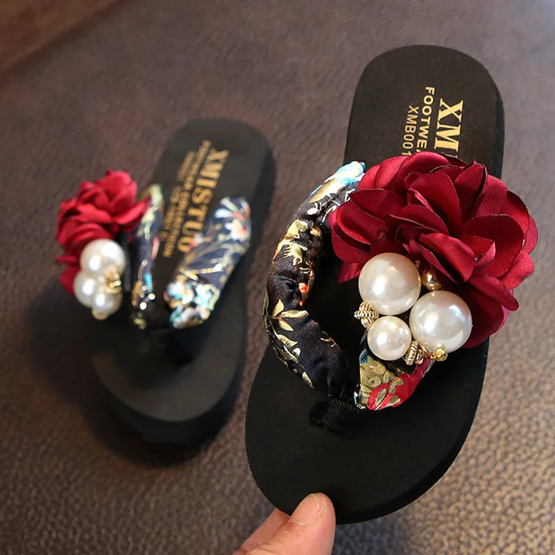 

Girls Beach Slippers Women Floral Slippers Children Home Shoes 2020 Summer Comfortable Kids Fashion Casual Flip-flops Sandals