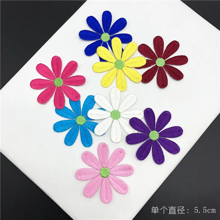 

8Pcs/5.5cm Flower Applique Clothing Embroidery Patch Fabric Sticker Iron On Patch Craft Sewing Repair Embroidered