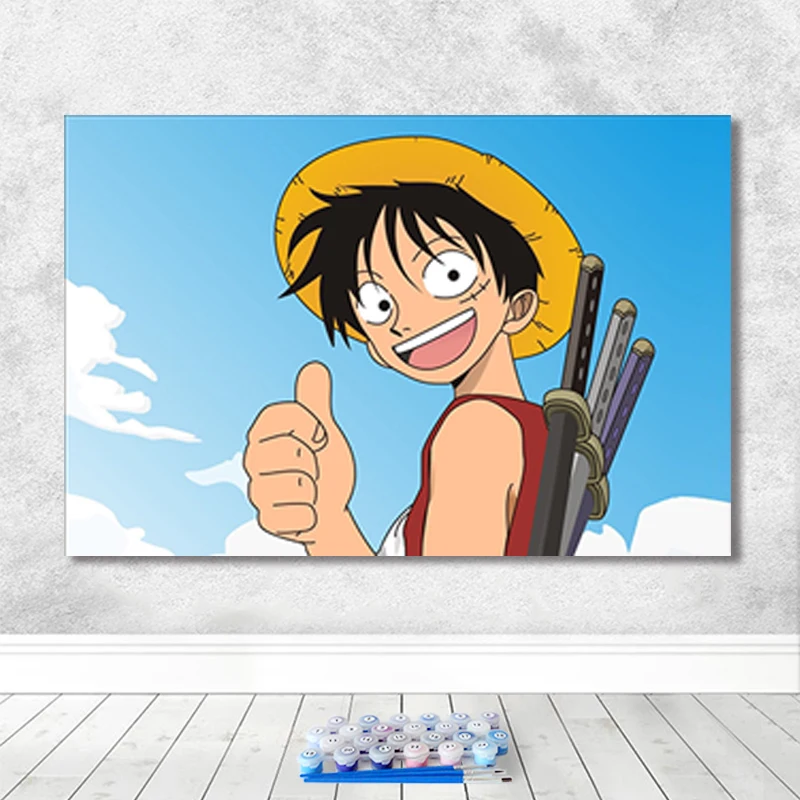 Картина по номерам художественная краска по номерам ручная роспись ed Аниме one piece Monkey · D · Луффи домашний коридор декоративная краска ing - Цвет: 9739