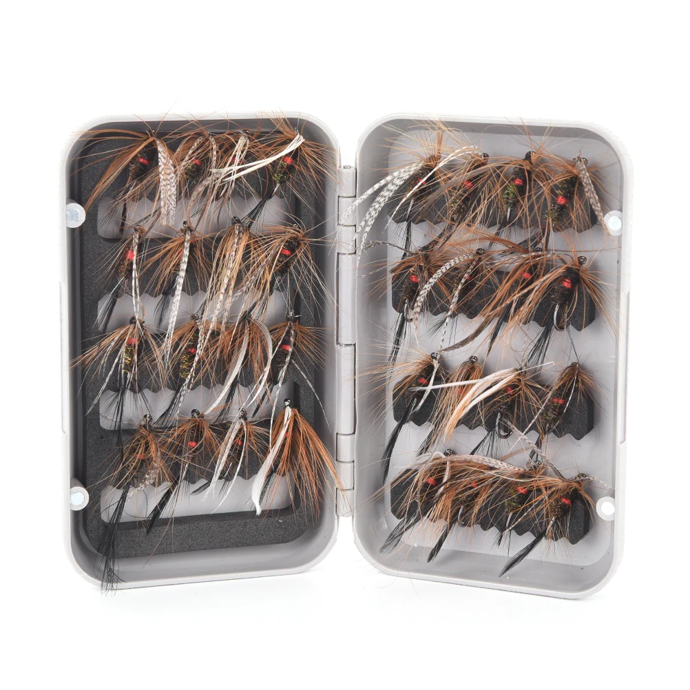 32pcs/box Fly Fishing Lures Fish Artificial Insect Bait Trout Flies Feather Bait Lures Nymph Dry and Wet Flies Fishing Tackle