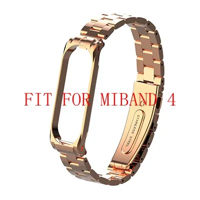 rose gold Металлический ремешок для часов Xiaomi mi Band 4 3 сменный Браслет из нержавеющей стали для mi Band 3 4 ремешки для часов долговечные аксессуары - Цвет: rose gold