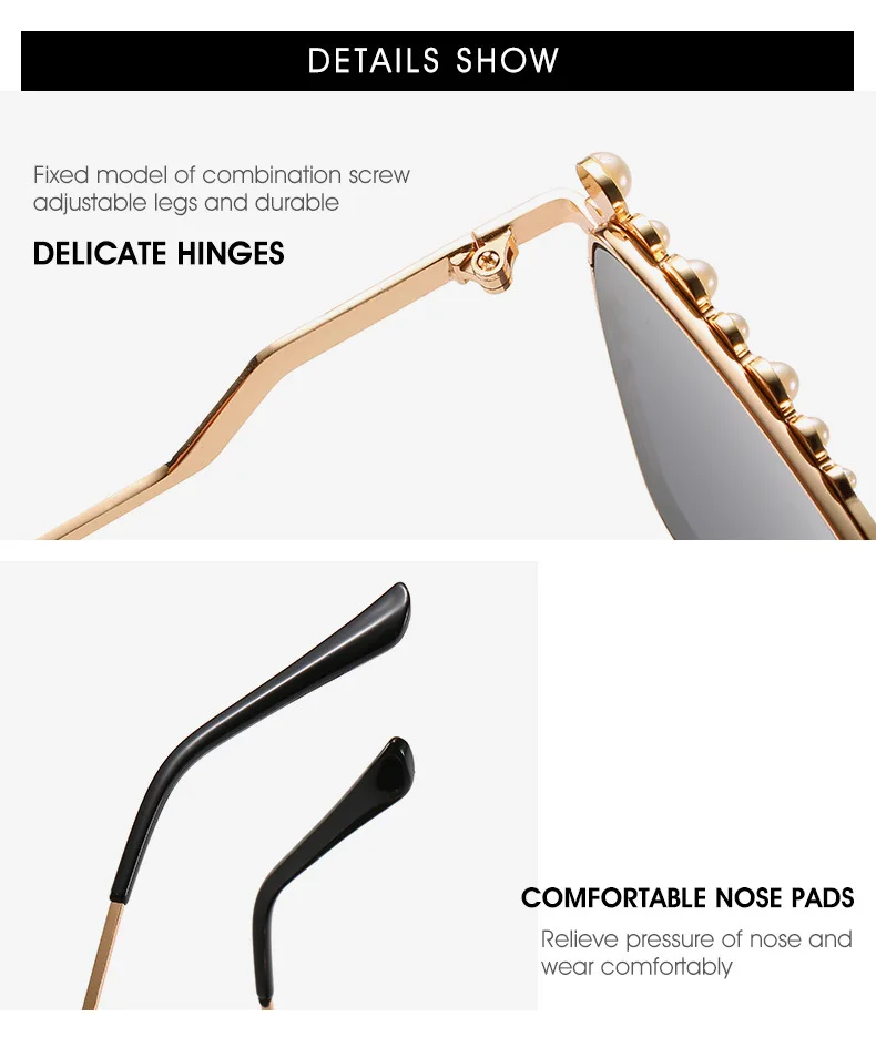 2022 New Luxury Pearl Sunglasses Women Brand Designer Oversized Square Sun Glasses Ladies Fashion Shades Oculos De Sol UV400 oversized sunglasses