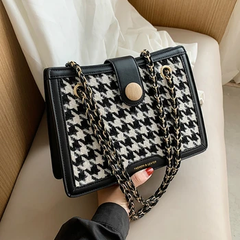 

Fashion Houndstooth WOOL Chain Shoulder Bag Small Bag Luxury Handbags Women Bags Designer SAC a Main Crossbody Bags for Women