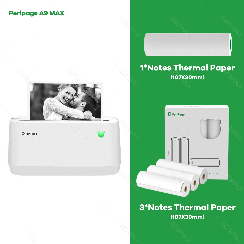 Peripage A9 A9s Max Mini Photo Wireless Thermal Phone Printer Sticker Label Notes List Printing Machine With Paper Roll Official mini handheld printer Printers