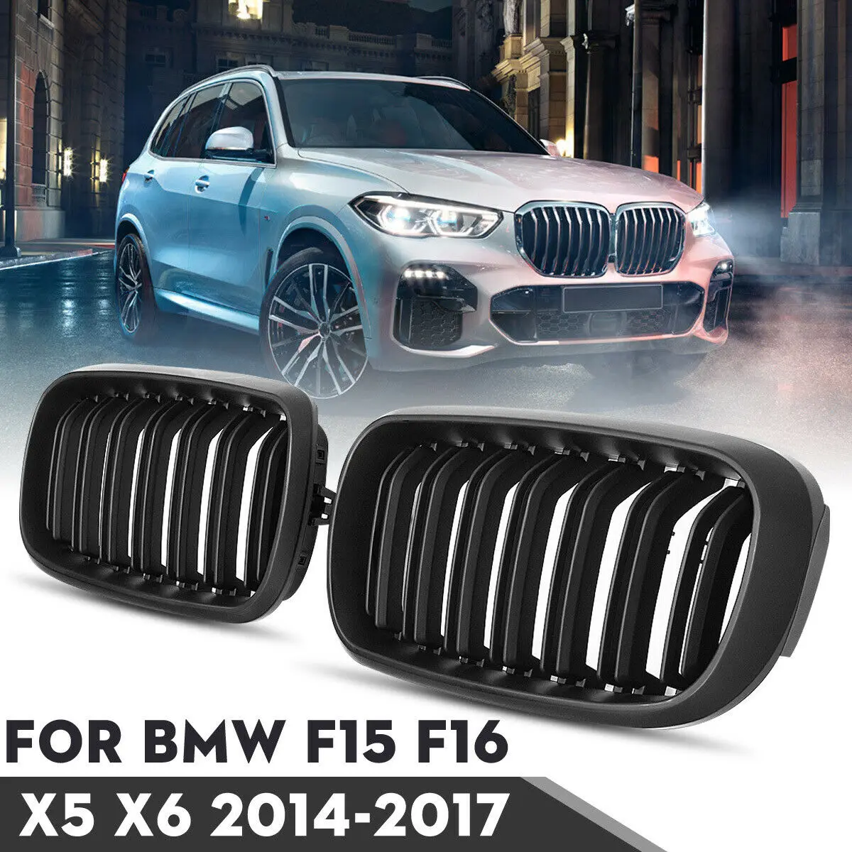 Для BMW Старый X5 E70 2007-2013 автомобильный Стайлинг глянцевый черный двойной Планка Стиль Передняя решетка для почек гриль ремонт капот бампера грили