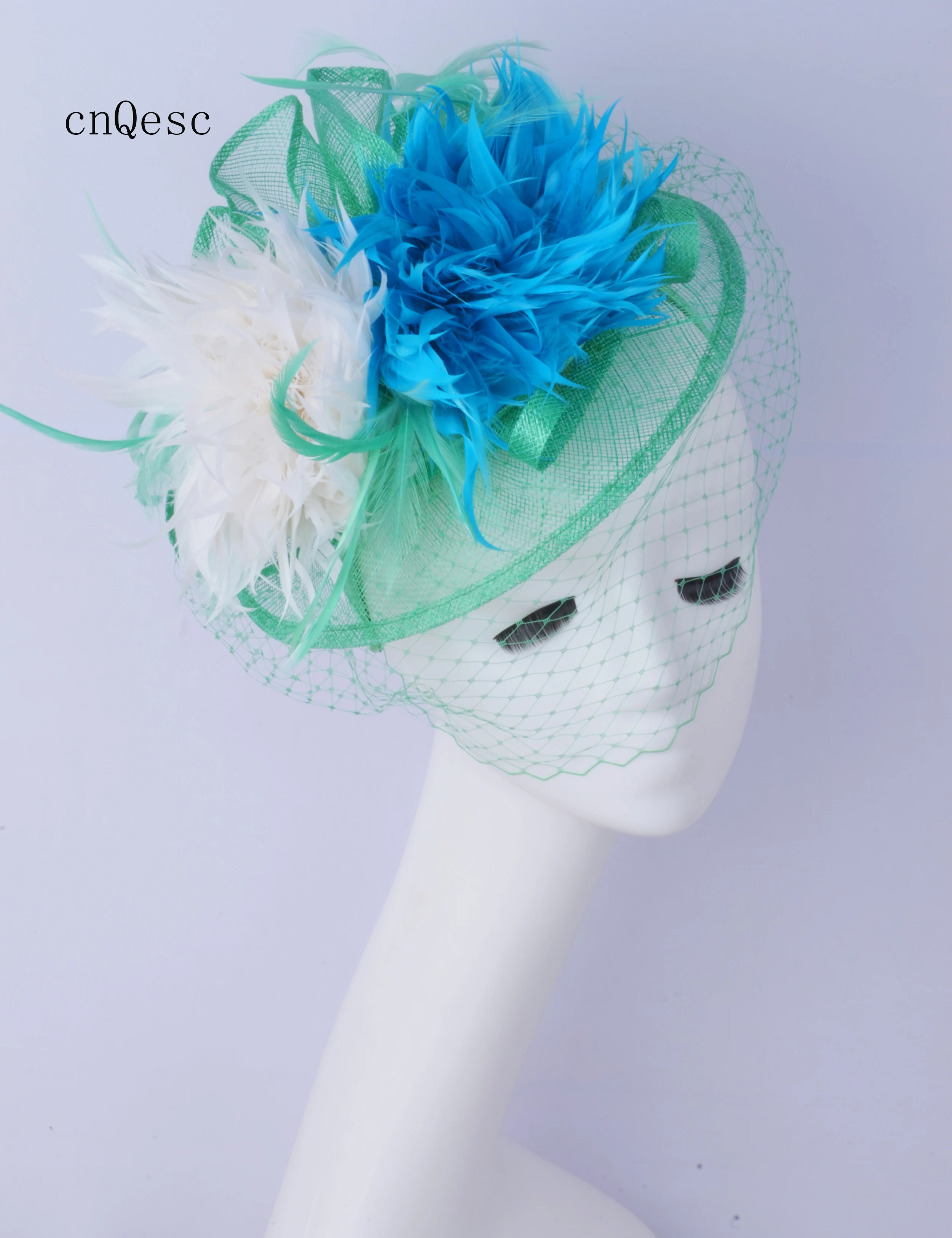 Arrival,Sinamay fascinator straw hats women's hat fedora with feathers and veiling for Kentucky Derby church wedding party races
