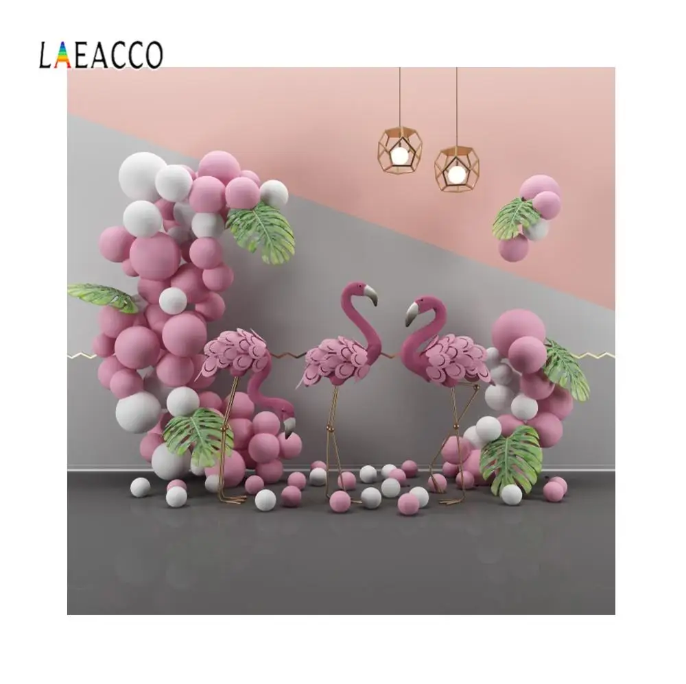 

Laeacco Flamingo Pink Flowers Baby Shower Birthday Photo Backgrounds Portrait Photographic Backdrop Vinyl For Photo Studio Vedio