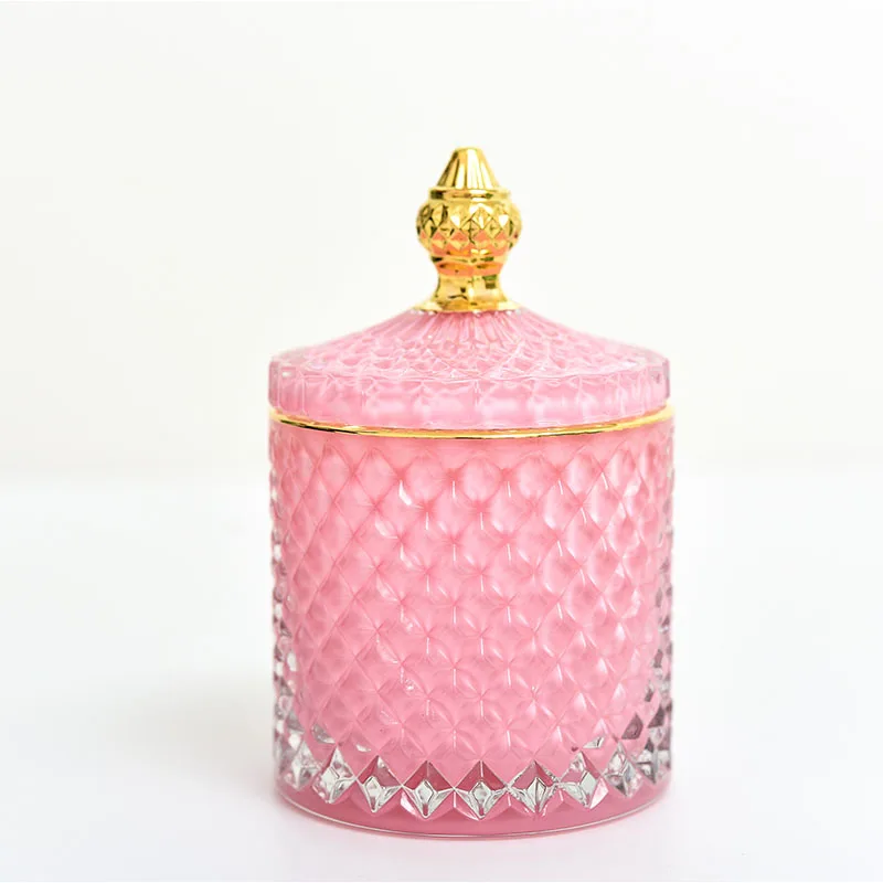 Glass Storage Jars Retro Aroma Candle Jar Jewelry Storage Box Crown Decorative Crystal Jar with Lid Spice Organizer