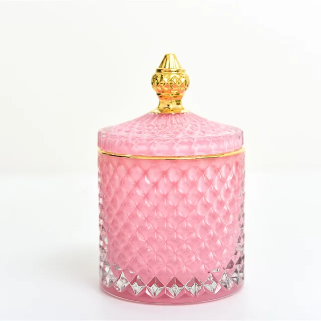 Glass Storage Jars Retro Aroma Candle Jar Jewelry Storage Box Crown Decorative Crystal Storage Jar with Lid Spice Organizer 5