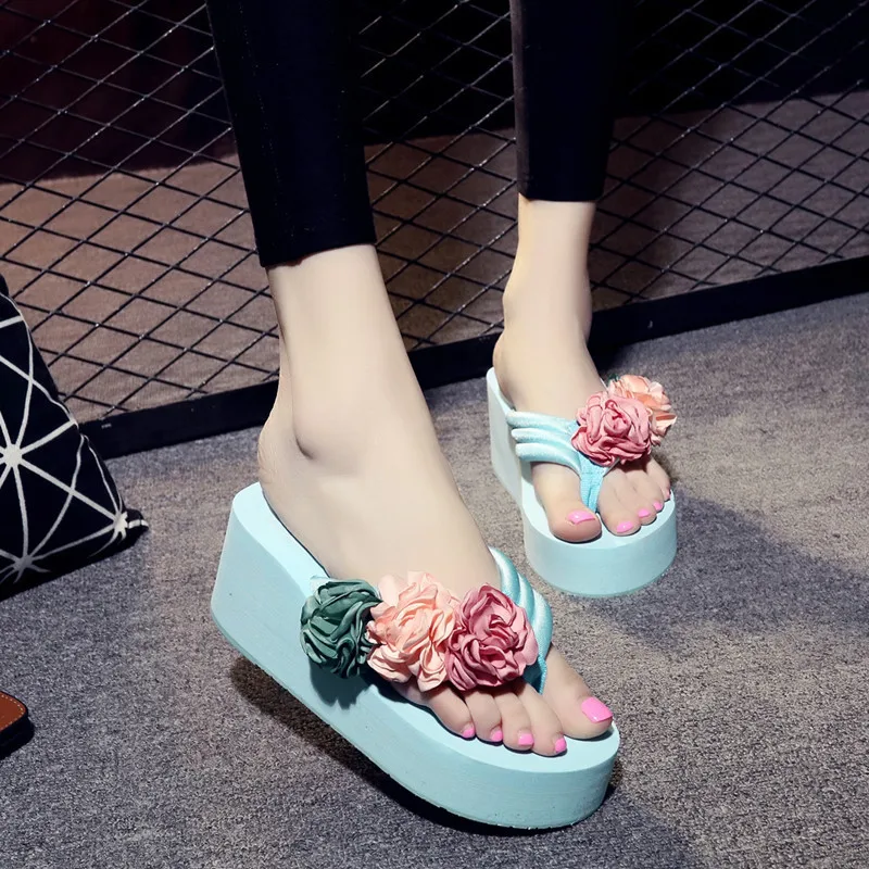 

Handmade Flower Flip-flops Women's Casual Split Toe Beach Thick Bottomed Slippers Biy Comfortable Anti-slip Slipper