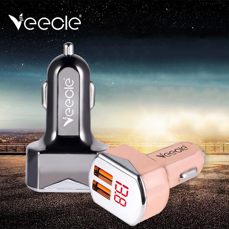 Автомобильное USB зарядное устройство гнездо 3.4A двойной интерфейс с дисплеем