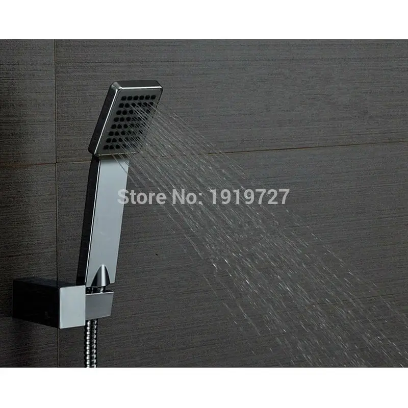 Vidric New Arrivals Brass Europe Square Bathroom Wall Mounted Tub Shower Faucet Filler Trim With Abs Handheld Shower