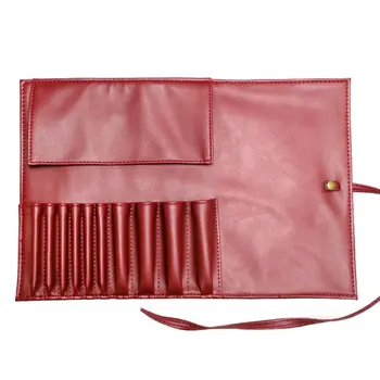 

Drop Ship Lady PU Leather Cosmetic Storage Bag Makeup Brushes Holder Case with Bandage Tie