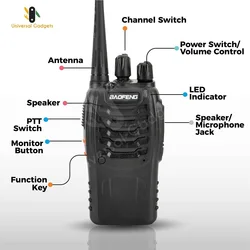 BaoFeng – talkie walkie 16 canaux BF 888S + écouteurs gratuits (2 pièces), 2 unités, UHF 5W 