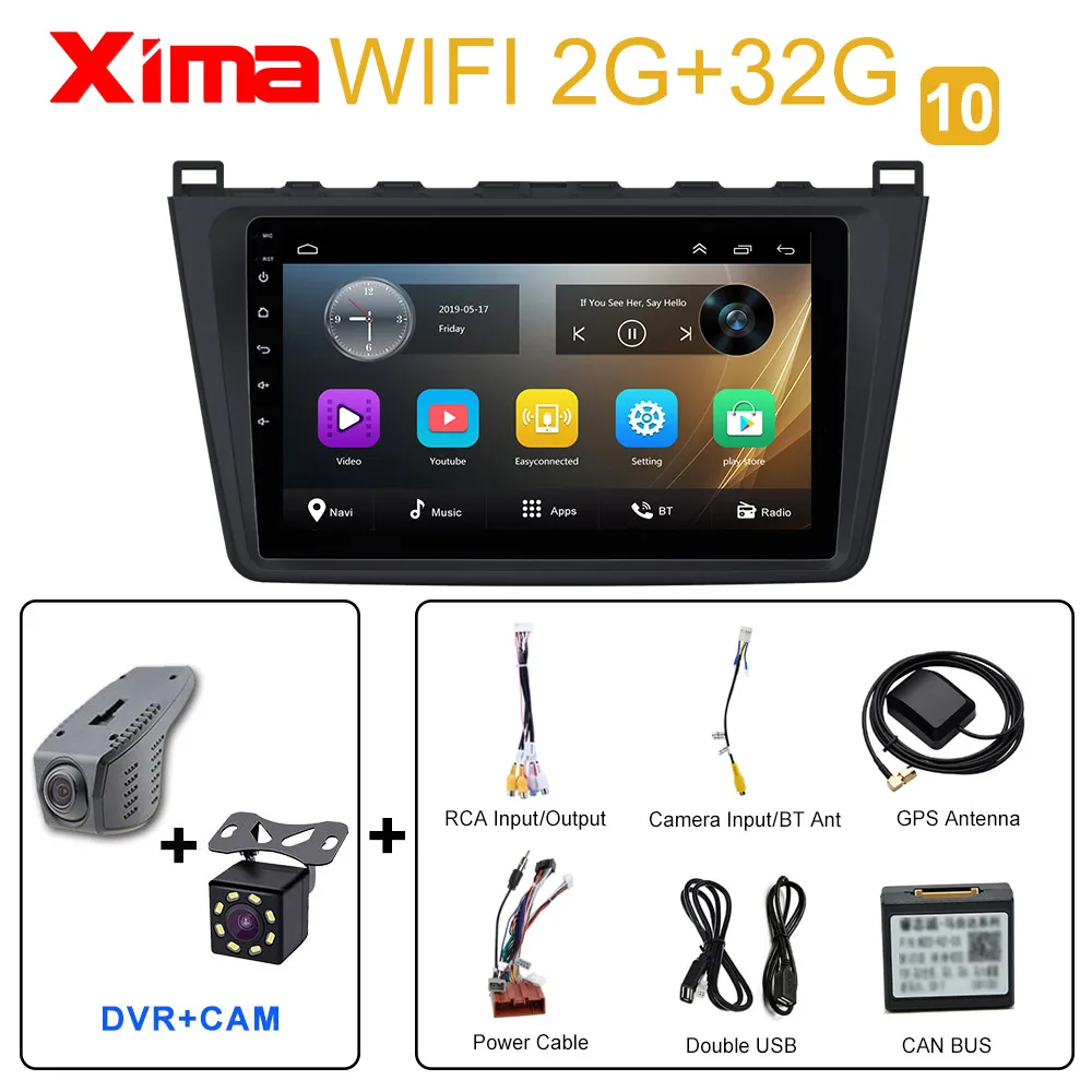 RAM 2G M6-DVR-CAM 2G+ 32G 2 din Android 9,0 Автомагнитола для Mazda 6 Rui wing 2008 2009 2010 2011 2012- Wifi радио аудио gps Мультимедиа Playe - Color: RAM 2G M6-DVR-CAM
