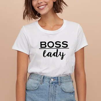 

2020 Summer Women T-shirts Boss Lady Print Top Female Tshirts O Neck Shirts Harajuku Streetwear Women's Breathable Clothes