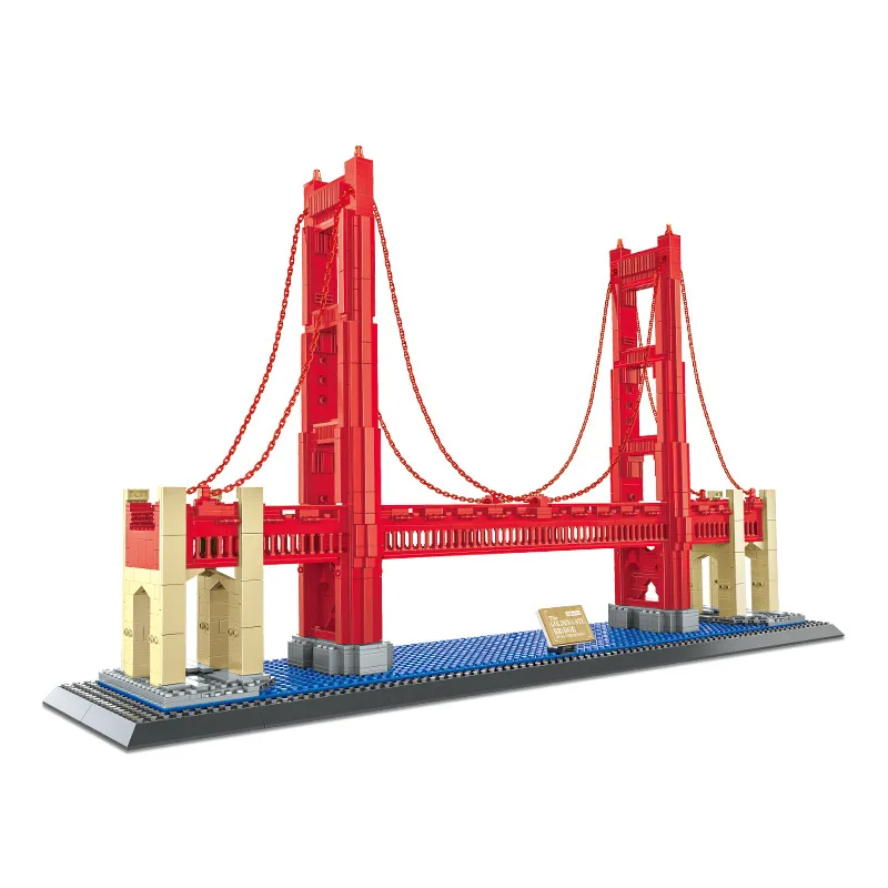 

Wange Large Parent And Child Interactive Toy Educational Toy World Famous Architecture Model Golden Gate Bridge 6210