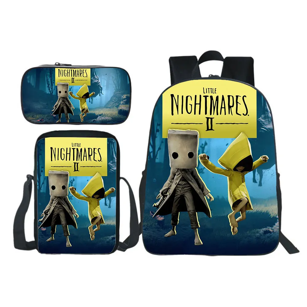 Little Nightmares New Kids Backpack 3pcs Set Boy Girl School Bag Teens Bookbag Rucksack Gift(backpack+shouder Bag+pen Bag)