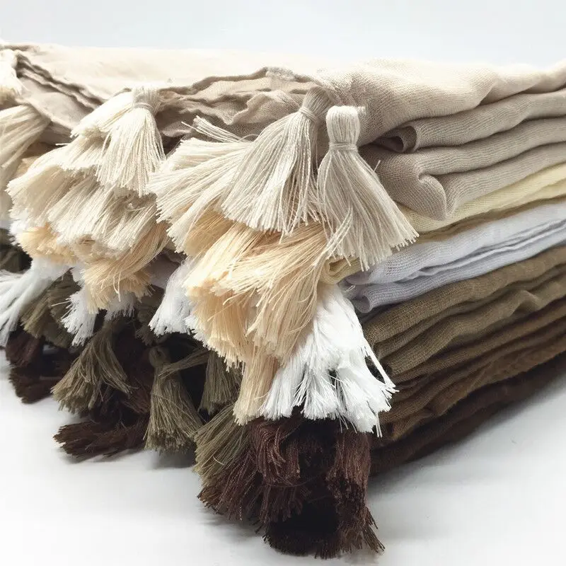 

women tassel hijab shawl Plain maxi scarf fashion pendant shawls lady muslim hijabs scarfs soft foulard wrap 1pc 31colors