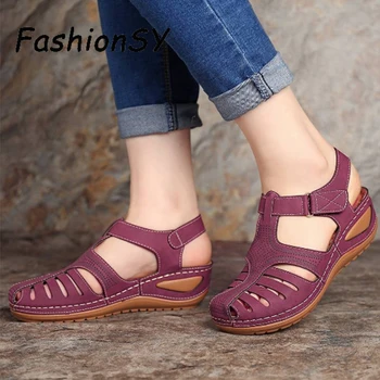 

Casual Sewing Women Shoes sandals Woman Summer Vintage Sandals Buckle Solid Female Shoes Ladies Platform Shoes Plus