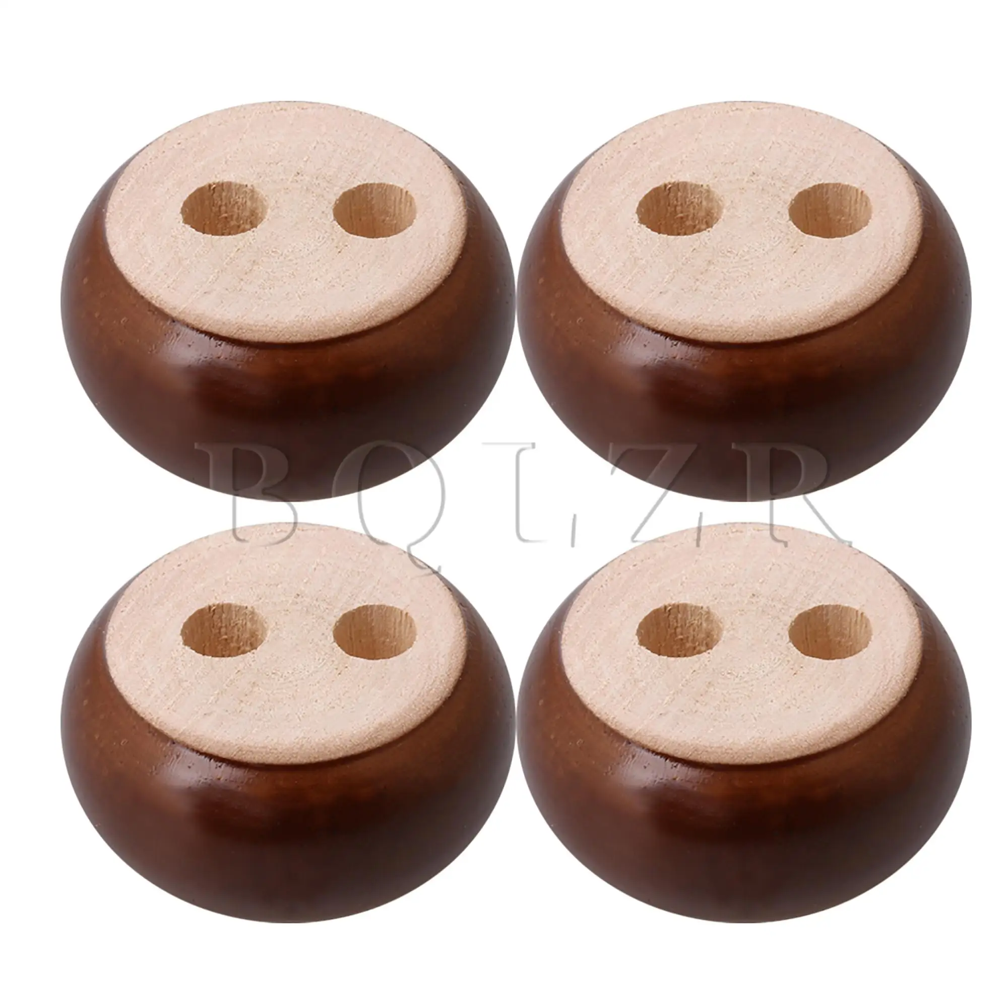 4PCS 7x7x3CM Brown Eucalyptus-Wood Round Furniture Feet Lifter for Sofa Bed 