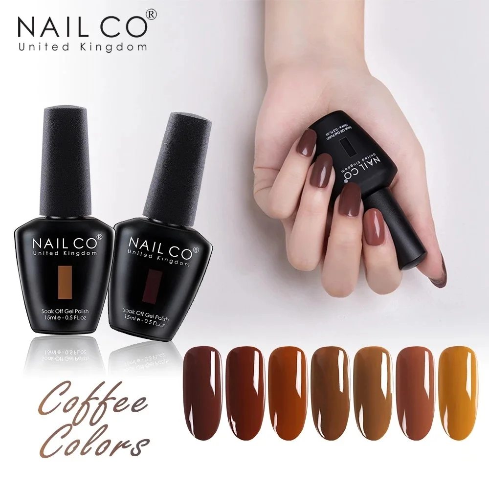 Гель-лак для ногтей NAILCO 15 мл серия шоколадно-коричневых карамельных цветов