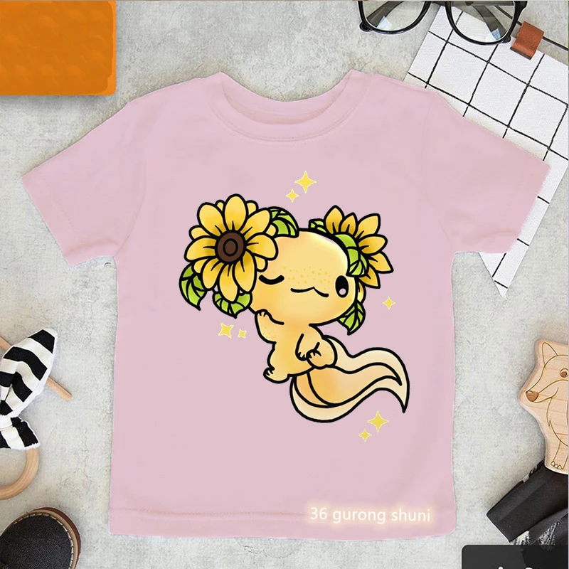 Camiseta De Gola Redonda Com Estampa De Desenho Animado Axolotl, Camiseta  De Manga Curta Kawaii Para Primavera E Verão, Roupas Femininas, Compre  Mais, Economize Mais