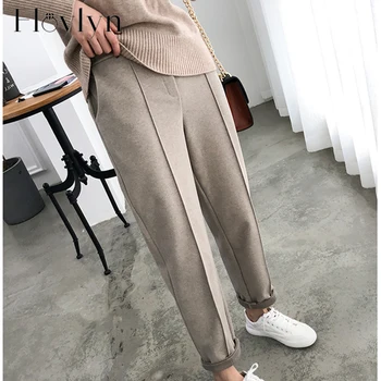 

Warm Thicken Winter Women Suit Pants Elastic Waist Women Pencil Pants Plus Size Office Ladies Long Pants Elegant Women Trousers