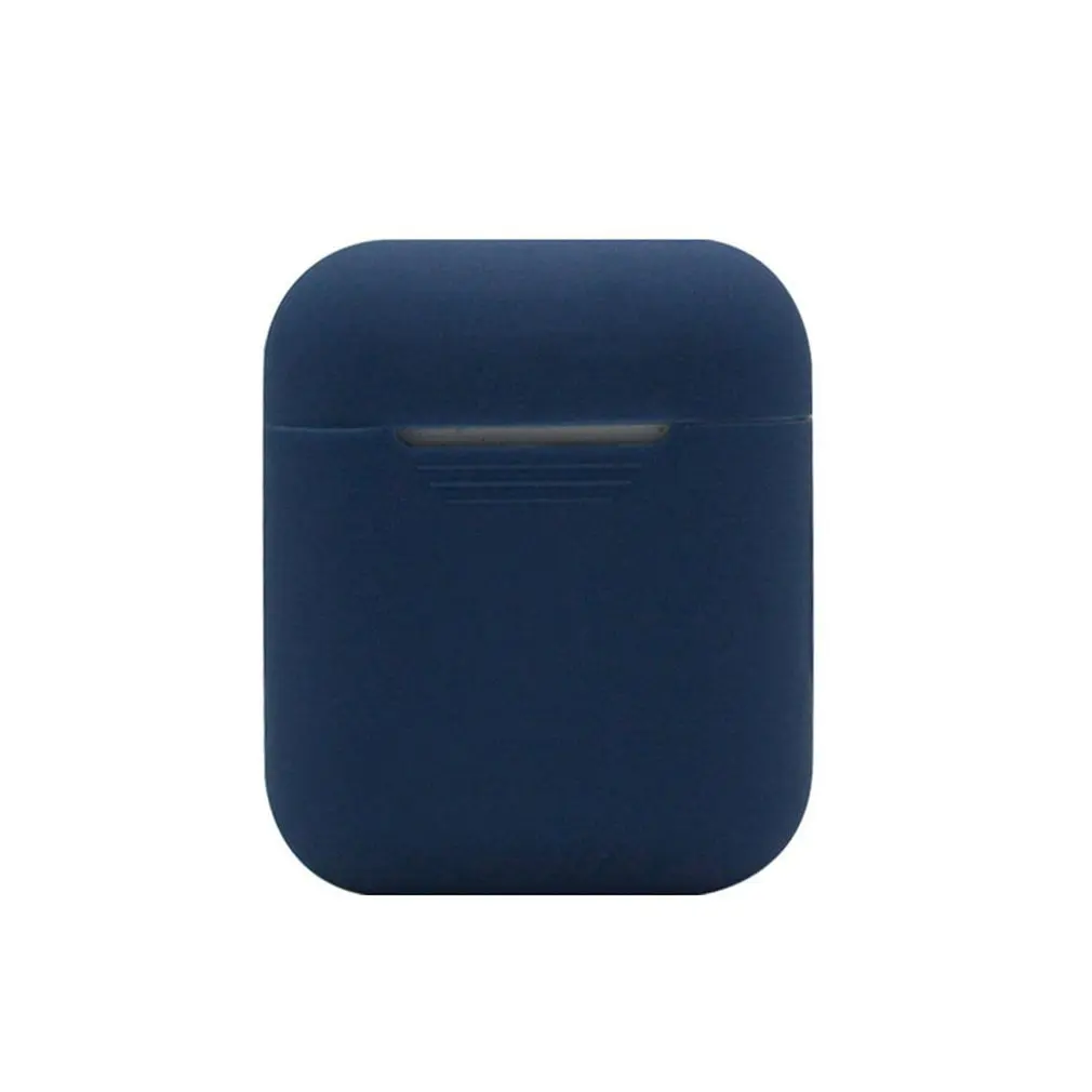 Тёмно-синий Мягкий силиконовый чехол, наушники для Apple Airpods, Bluetooth, беспроводные наушники, защитный чехол, коробка для Air Pods, наушники, сумка - Цвет: Тёмно-синий