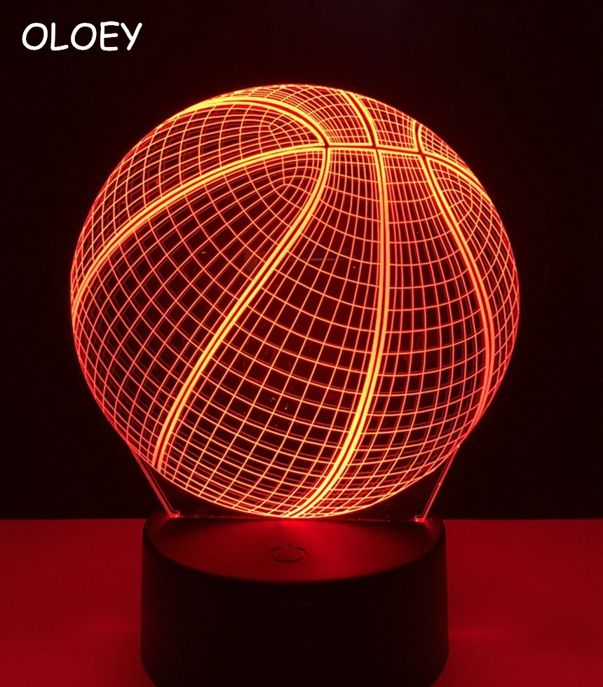 

3D LED creative bedside night light basketball graphics 7 color touch table lamp home decoration model gift bedroom lighting