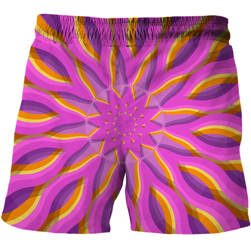 Calções de Praia Roupa de Banho Verão Moda Curto Geométrico Abstrato Impressão Padrão Board Shorts Vertigo Homem 3d 3 Calções de praia verão moda 3d curto