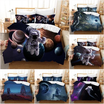 

3D Astronaut In Space Pattern Comforter Cover with Pillow Cover Bedding Set Single Double Twin Full Queen King Siz Bedroom Decor