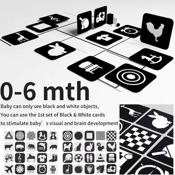 

2PCS Baby High Contrast Book With Flash Card Educational Toy Shower Gift For Toddlers Boy Girls