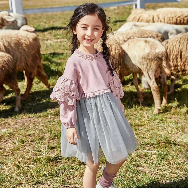 Милое кружевное бальное платье с расклешенными рукавами, Детские платья для девочек, праздничное платье для маленьких девочек, дизайнерские Брендовые платья для крупных девочек