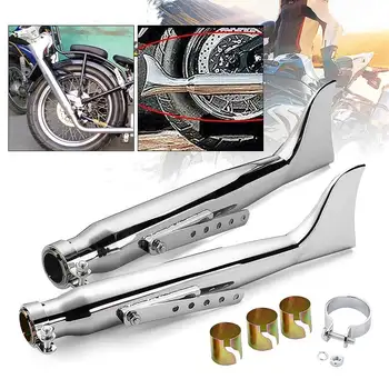 

Pair Motorcycle Fishtail Retro Exhaust Muffler Pipe Cafe Racer Exhaust Tips Silencer For Cruiser Chopper Bobber