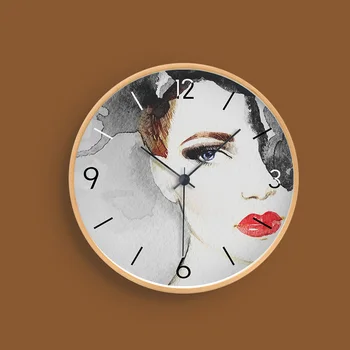 

Red Lips Solid Wooden Wall Clock Modern Design Vintage Rustic Clock Home Office Cafe Decoration Art Large Wall Watch Digital