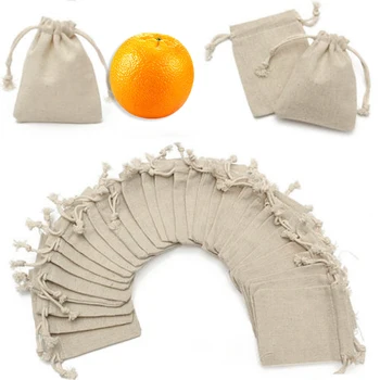 

50Pc Mini Linen Jute Drawstring Gift Bags Pouch Wedding Party Favours Sack Bag Unique Retro Party Christmas Decor 2020 New