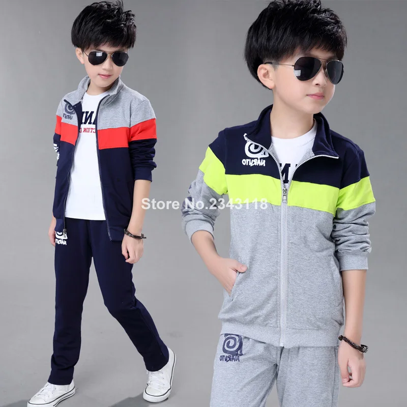 

Boys Sets Suits Spring Autumn Child Cotton Recreational Coat +pant Two-piece 4-12 Ages Sport Sets Free Shipping