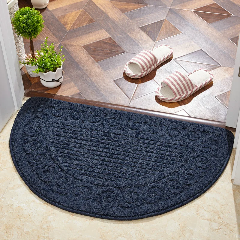 Dark Blue Коврик для входной двери 40x63 см полукруглый сплошной цвет водопоглощающий нескользящий ковер для дверного коврика/гостиной/ванной комнаты - Цвет: Dark Blue