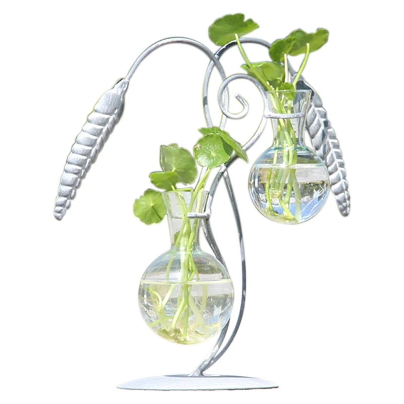 2 vases Винтажный рисовый цветок Спайк креативная гидропонная ваза маленькая свежая зеленая стеклянная бутылка контейнер для воды - Цвет: 2 vases