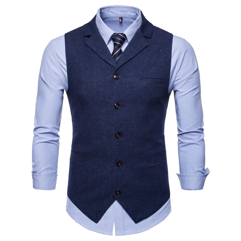 Autumn New Style Slim Fit Suit Collar Single Breasted Men's Casual Vest
