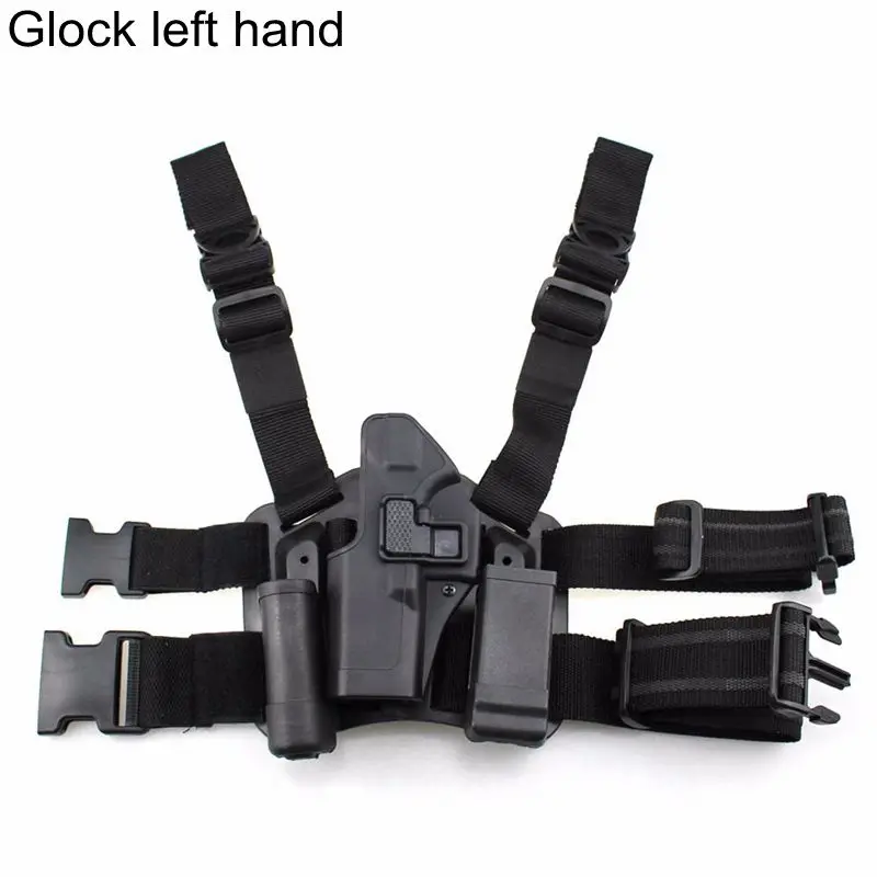 Glock black left Тактическая кобура Glock 17 19 Beretta 92 ножная кобура военный пистолет кобура для ног левая рука принадлежности для пистолета Глок кобура для стрельбы из пистолета - Цвет: Glock black left