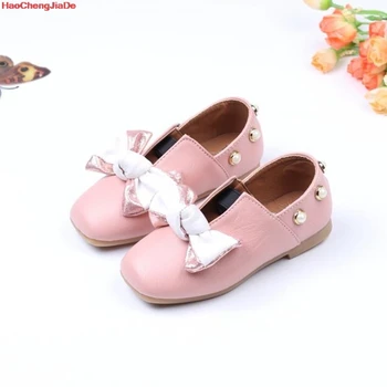 

Girls Princess Shoes Leather Dress Shoes Kids Bow White Wedding Black School Shoes For Children's Footwear Soft Flat