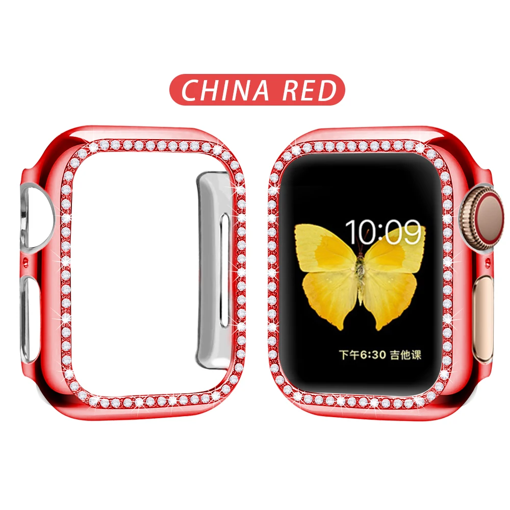 Чехол-бампер с алмазами защитный чехол для Apple Watch Cover Series 5 4 3 2 1 38 мм 42 мм чехол s для Iwatch 5 4 40 мм 44 мм аксессуары для часов